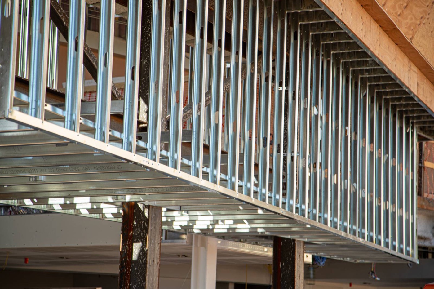 Steel stud framing detail overhead