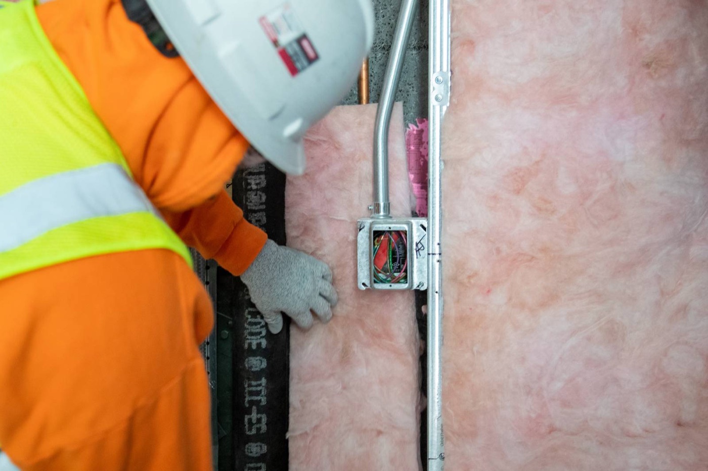 Insulation and in-wall work detail